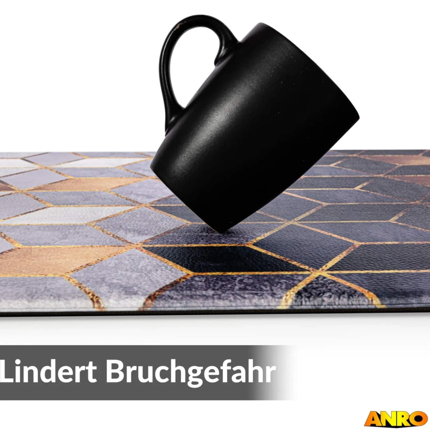 Anti Ermüdungsmatte Stehmatte Arbeitsplatzmatte Bodenmatte Küchenläufer rutschfest Gold
