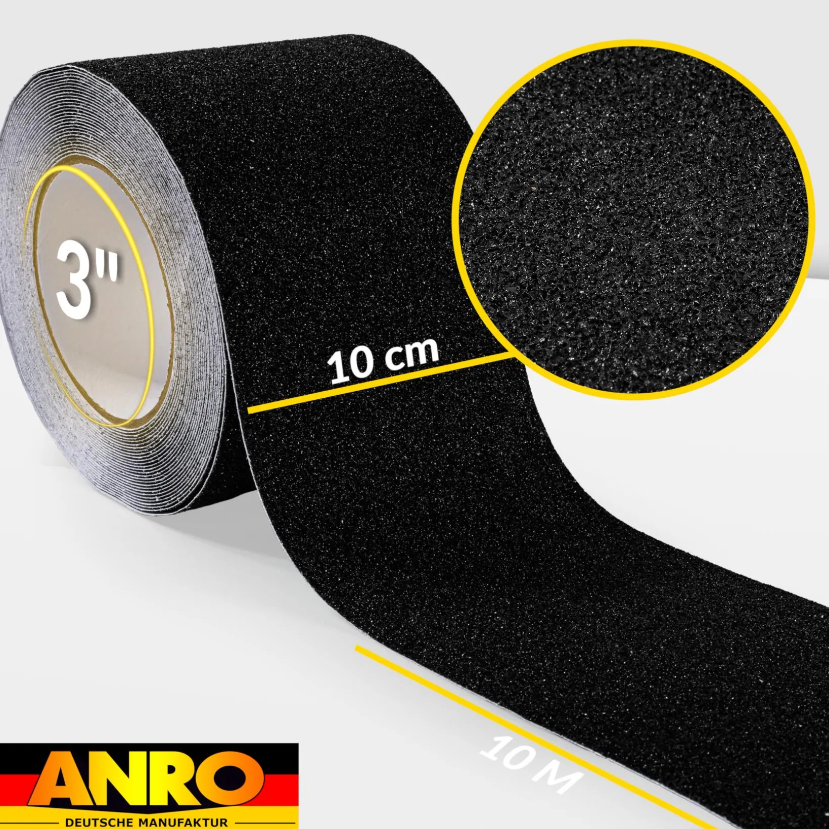 Antirutsch Klebeband selbstklebend anti-rutsch Tape Band Klebestreifen FixoFlex Breite 5 & 10cm Schwarz 10m Rolle