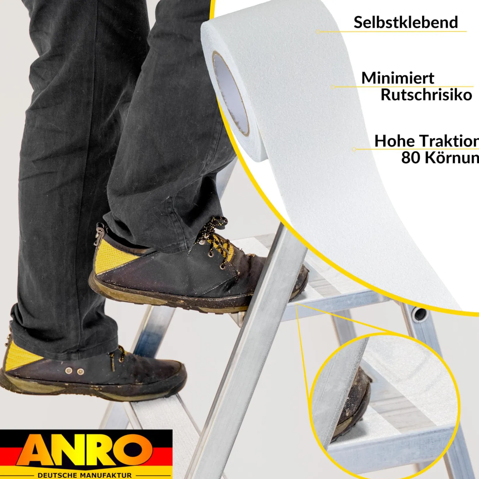 Antirutsch Klebeband selbstklebend anti-rutsch Tape Band Klebestreifen FixoFlex Breite 5 & 10cm Transparent 10m Rolle