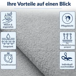 Badematte Badteppich Badezimmer Teppich Mikrofaser Grau