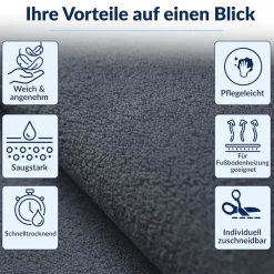 Badematte Badteppich Badezimmer Teppich Mikrofaser Anthrazit