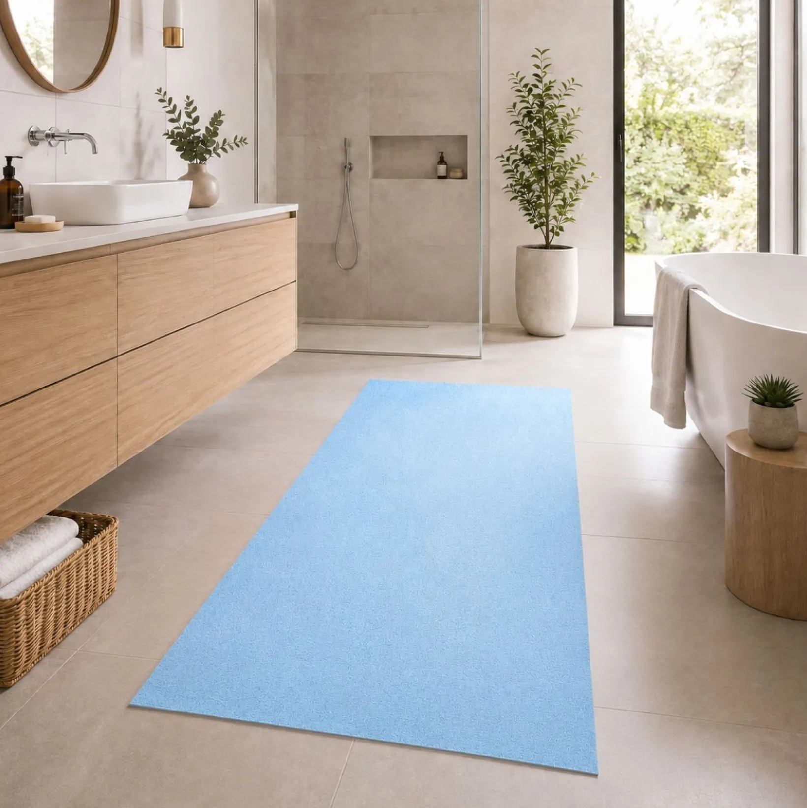 Badematte Badteppich Badezimmer Teppich Mikrofaser Hellblau