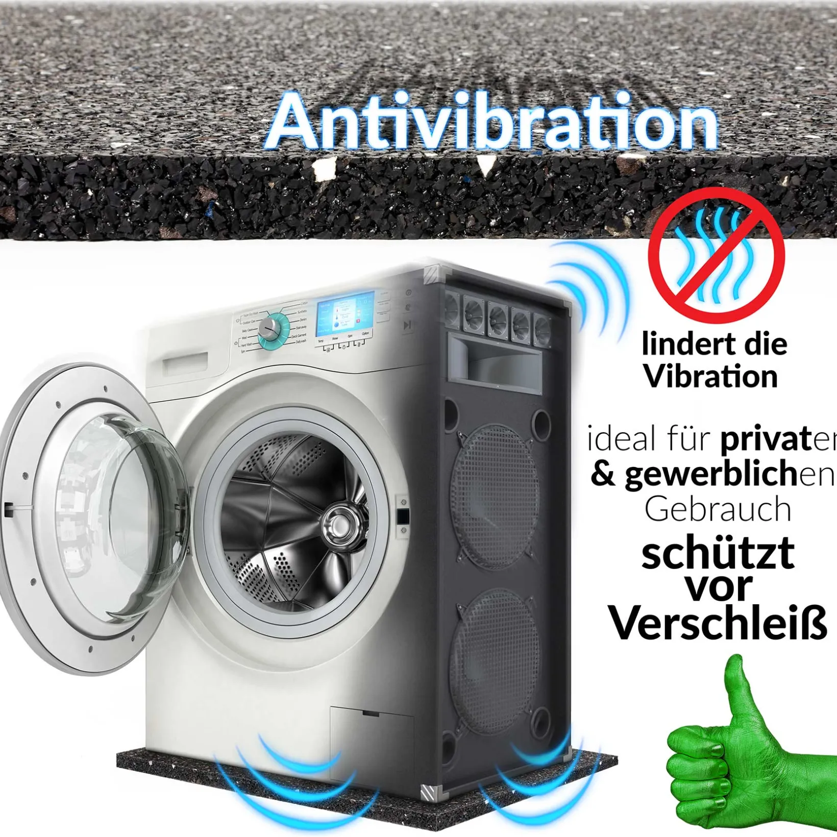 Bautenschutzmatte Gummigranulat Antivibrationsmatte Bodenschutzmatte 2cm Stark – 120x80cm / 80x60cm / 60x60cm