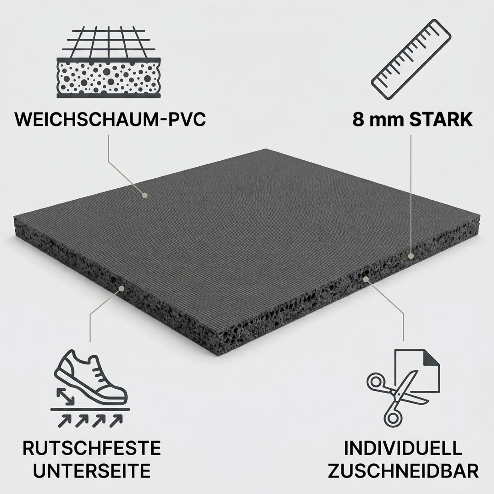 Bodenschutzmatte Gymnastikmatte Fitnessmatte Sportmatte für Fitnessgeräte