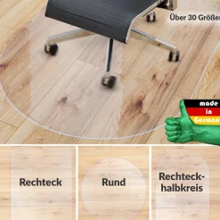Bodenschutz Transparent Stuhlmatte Bürostuhlunterlage Bastelunterlage in vielen Größen und Formen