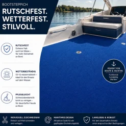 Bootsteppich Blau Bodenbelag Teppich für Boote nach Maß