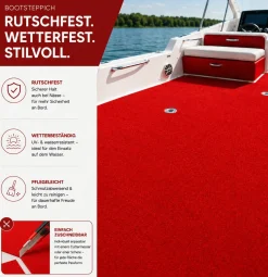 Bootsteppich Rot Bodenbelag Teppich für Boote nach Maß