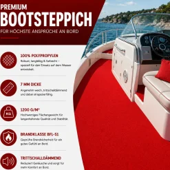 Bootsteppich Rot Bodenbelag Teppich für Boote nach Maß