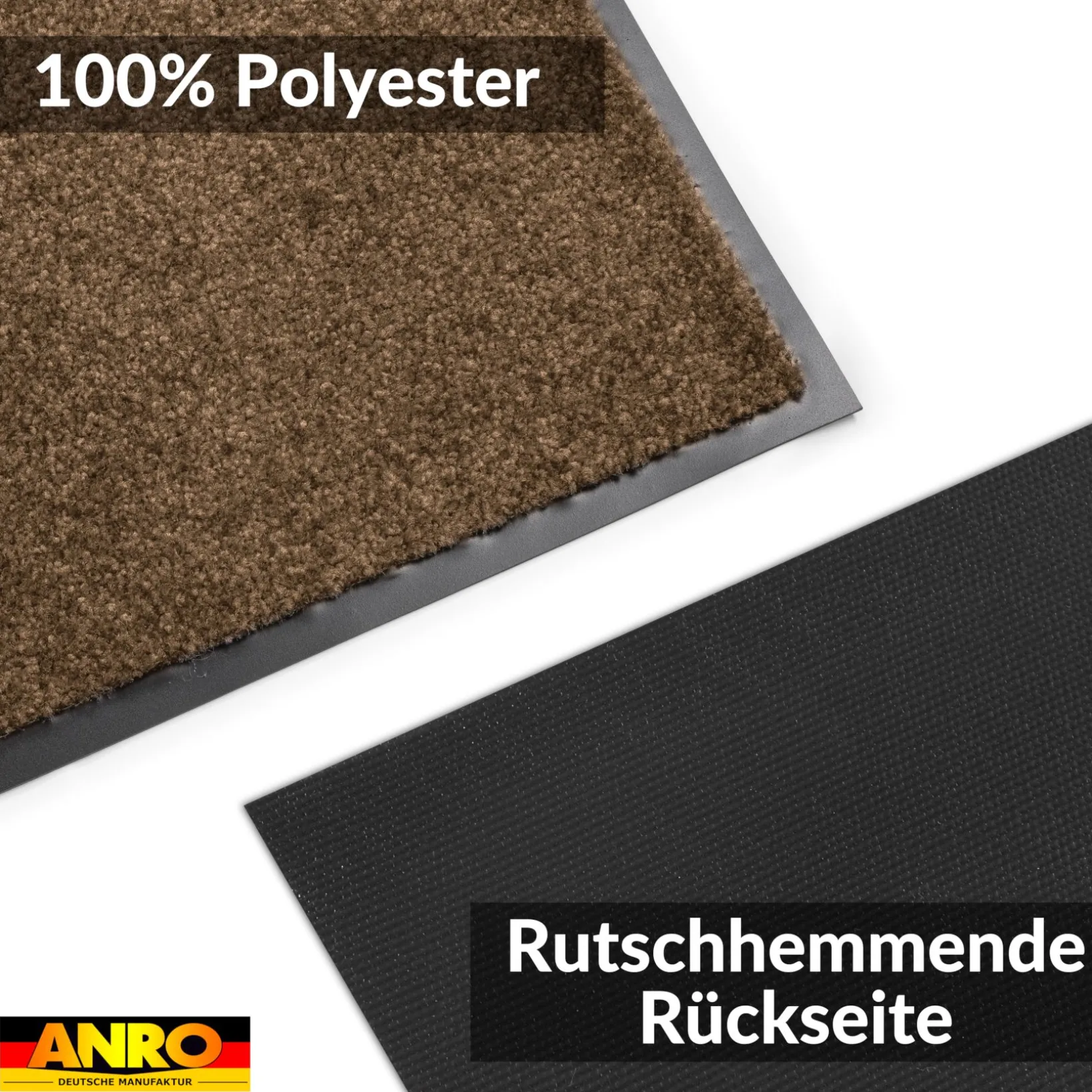 Fußmatte Schmutzfangmatte AMIGO Sauberlaufmatte Schmutzmatte mit Gummirand 8 Größen für innen & außen Braun