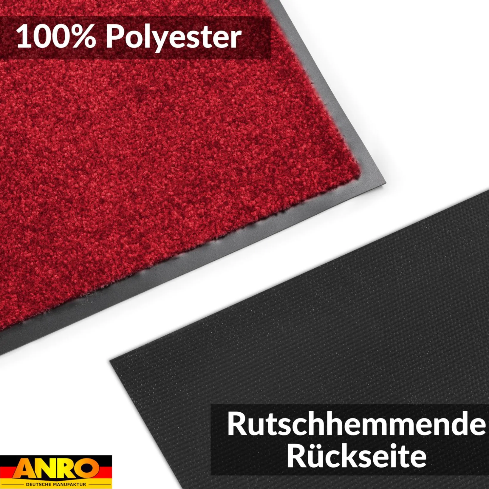 Fußmatte Schmutzfangmatte AMIGO Sauberlaufmatte Schmutzmatte mit Gummirand 8 Größen für innen & außen Rot