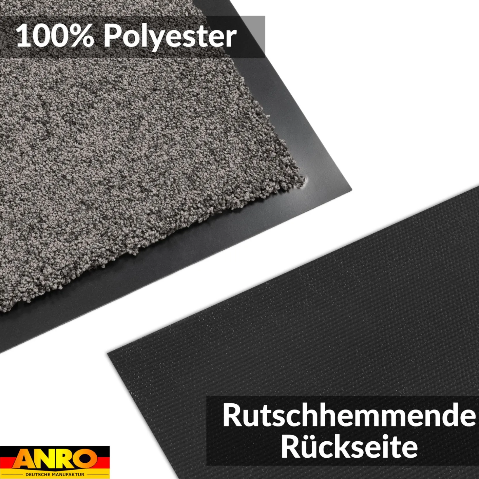 Fußmatte Schmutzfangmatte QUEEN Sauberlaufmatte Schmutzmatte mit Gummirand für innen & außen 5 Größen Grau