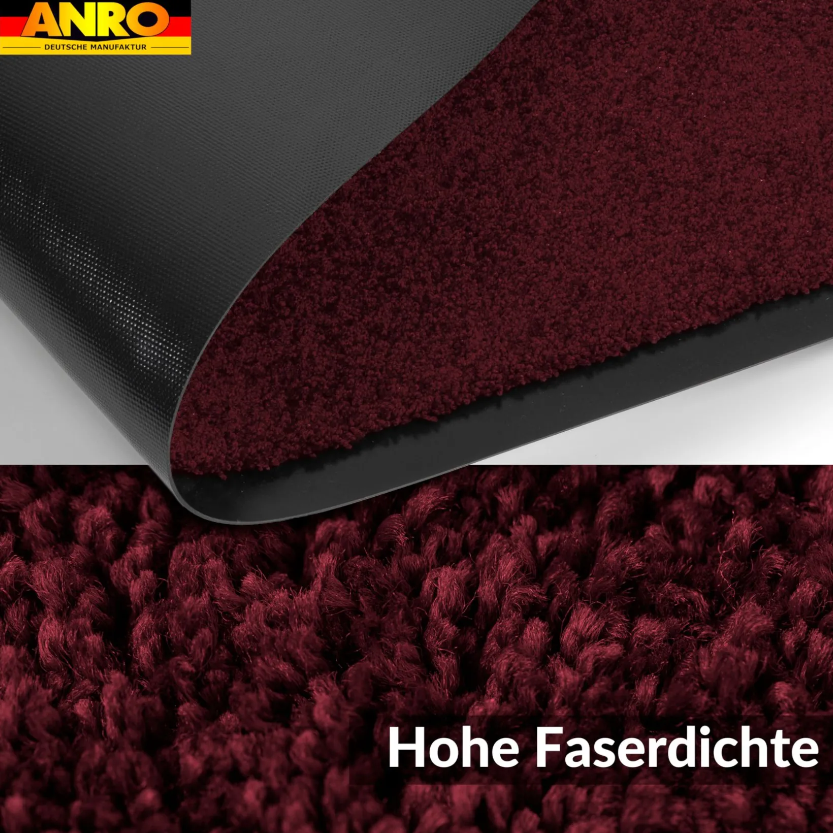 Fußmatte Schmutzfangmatte QUEEN Sauberlaufmatte Schmutzmatte mit Gummirand für innen & außen 5 Größen Bordeaux