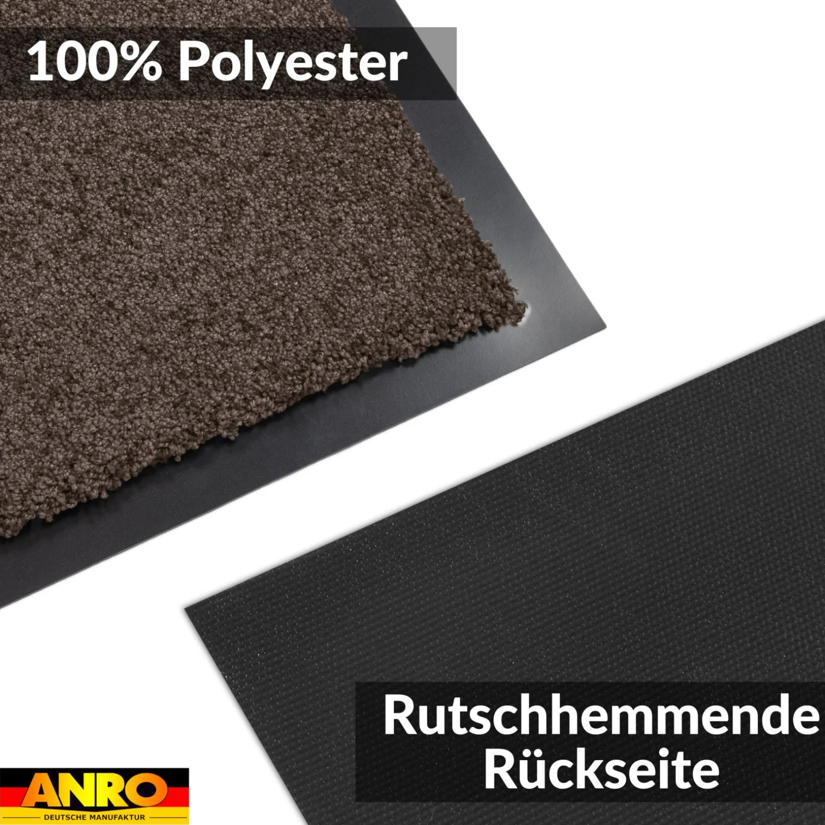Fußmatte Schmutzfangmatte QUEEN Sauberlaufmatte Schmutzmatte mit Gummirand für innen & außen 5 Größen Braun