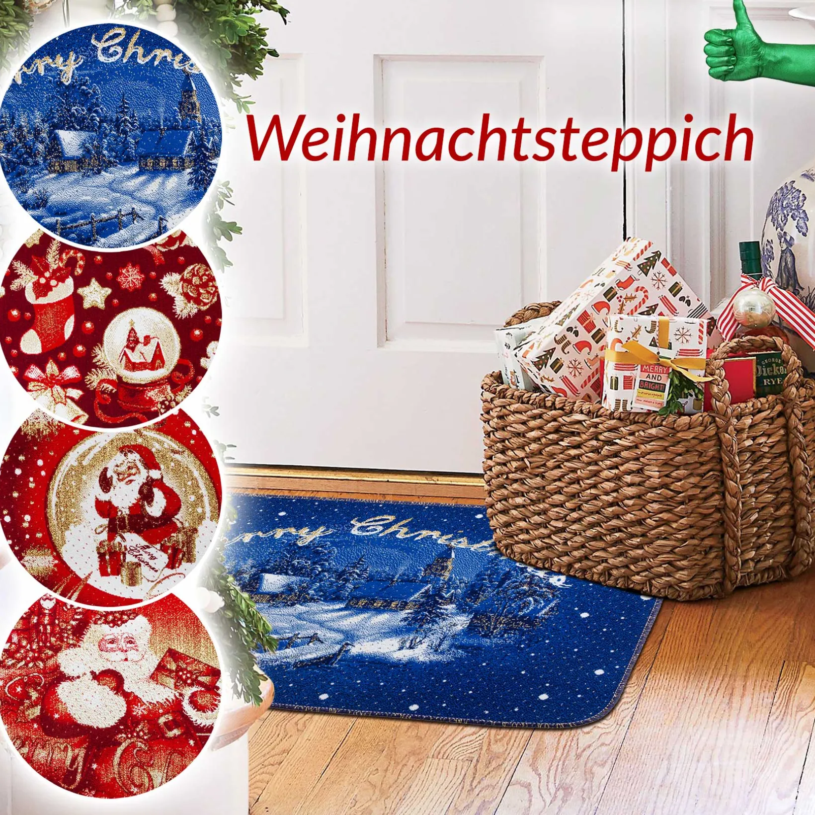 Fußmatte Weihnachtsteppich Weihnachts Türmatte 50×80 cm