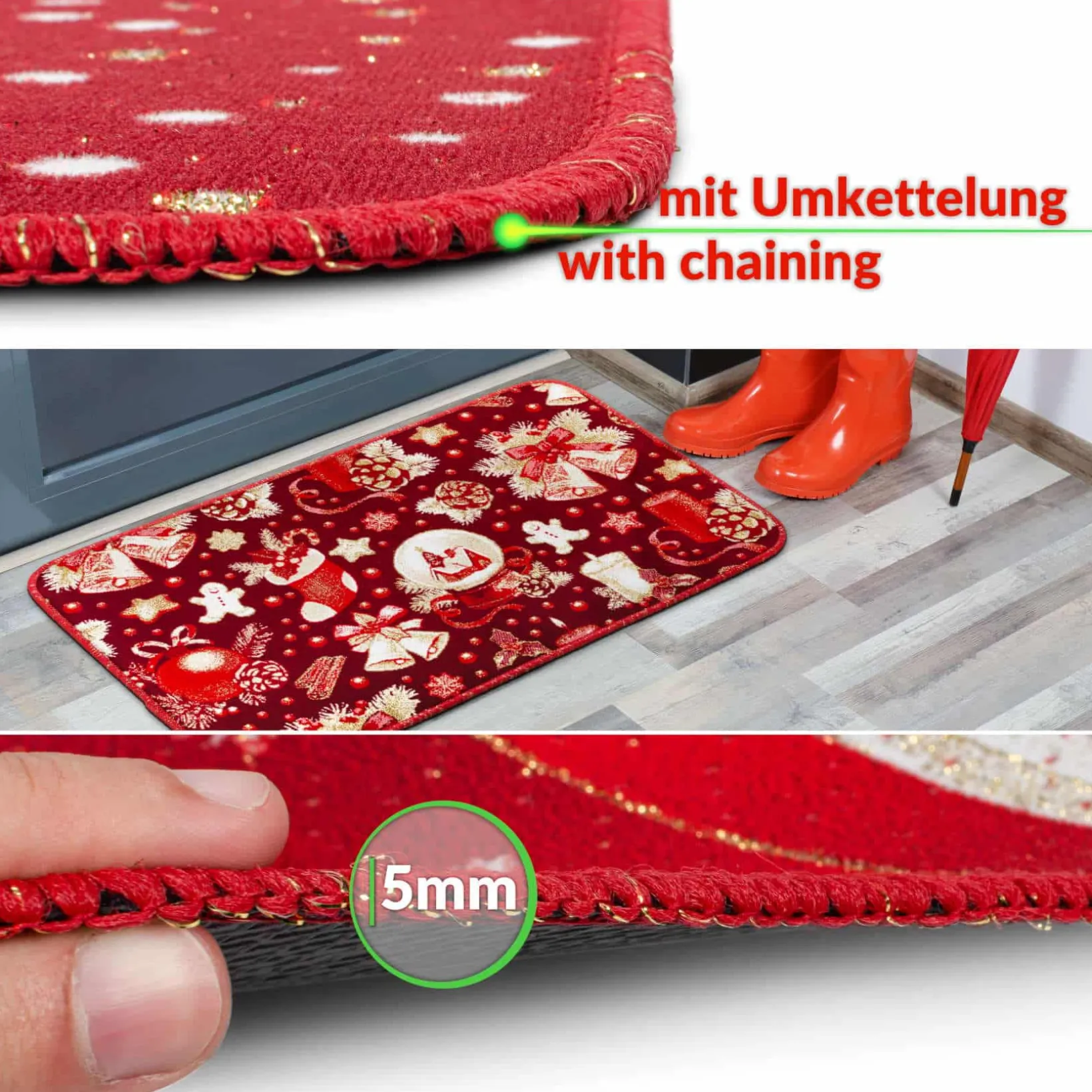 Fußmatte Weihnachtsteppich Weihnachts Türmatte 50×80 cm