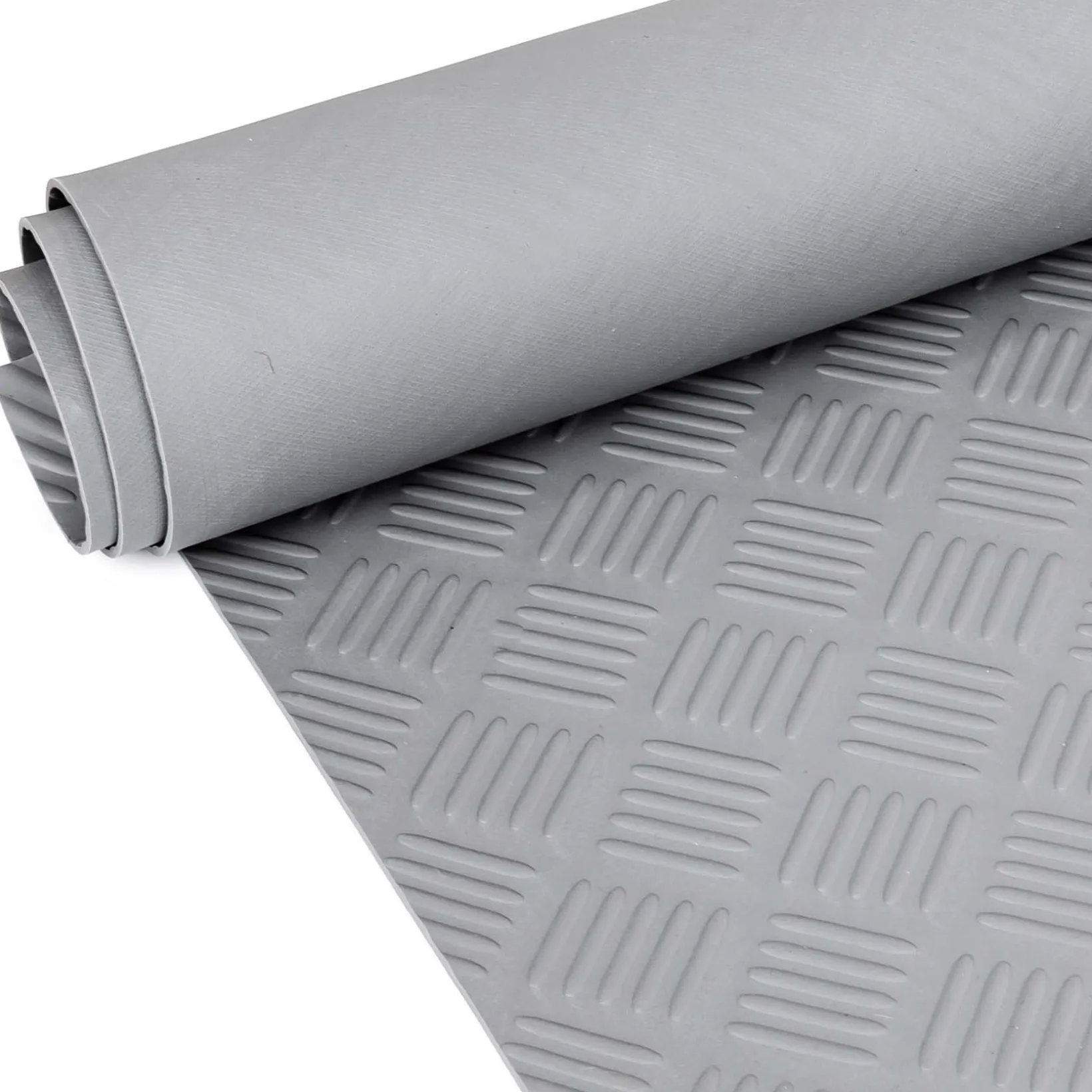Gummimatte Meterware Riffelblech Gummi Bodenbelag TPE Gummiläufer Riffelblechmatte geruchsarm 3mm Grau Breite 140cm