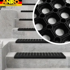 Gummi Stufenmatte Kantenschutz Ringgummi Loch Muster Drainage Treppenstuffen Antirutschmatte 75x25x3cm