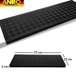Gummi Stufenmatte Spiraldesign mit Winkelkante Treppenstuffen Antirutschmatte 75x25x2,5cm
