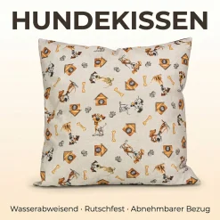 Hundekissen Hundematte abwaschbar Hunde Kissen 4 Größen Hundemotive Beige