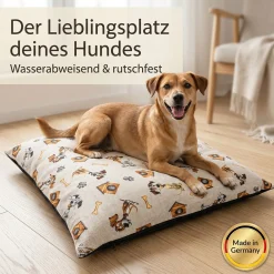 Hundekissen Hundematte abwaschbar Hunde Kissen 4 Größen Hundemotive Beige