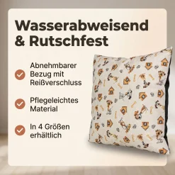 Hundekissen Hundematte abwaschbar Hunde Kissen 4 Größen Hundemotive Beige