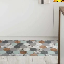 Küchenläufer abwaschbar Küchenteppich rutschfest Teppichläufer Läufer Flur pflegeleicht Nordic Hexa 52cm Breite