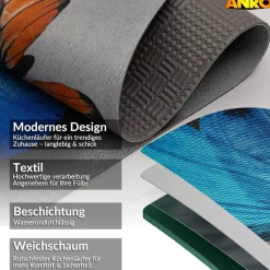 Küchenläufer abwaschbar Küchenteppich rutschfest Teppichläufer Läufer Flur pflegeleicht Schmetterlinge 52cm Breite