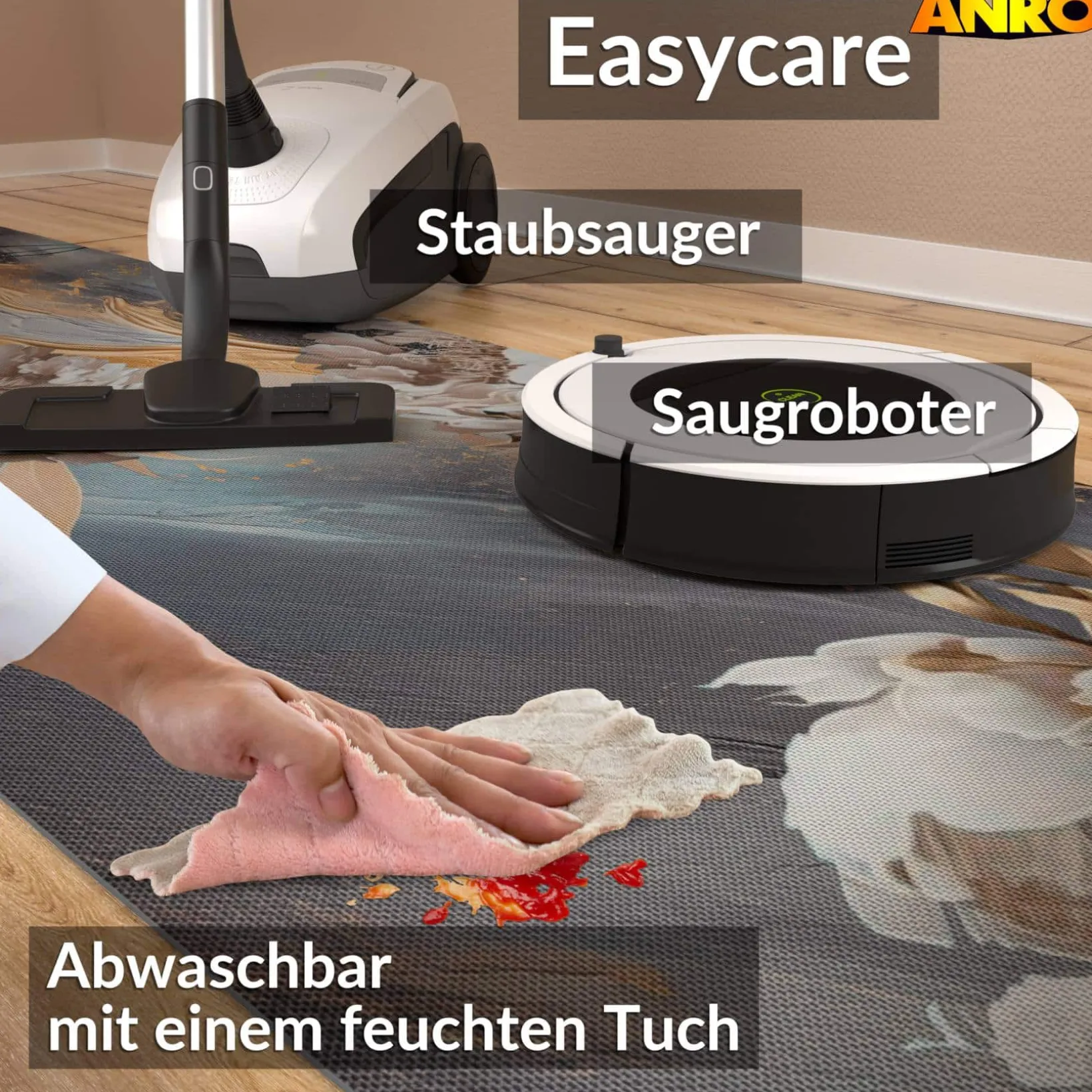 Küchenläufer abwaschbar Küchenteppich rutschfest Teppichläufer Läufer Flur pflegeleicht Elysium 52cm Breite