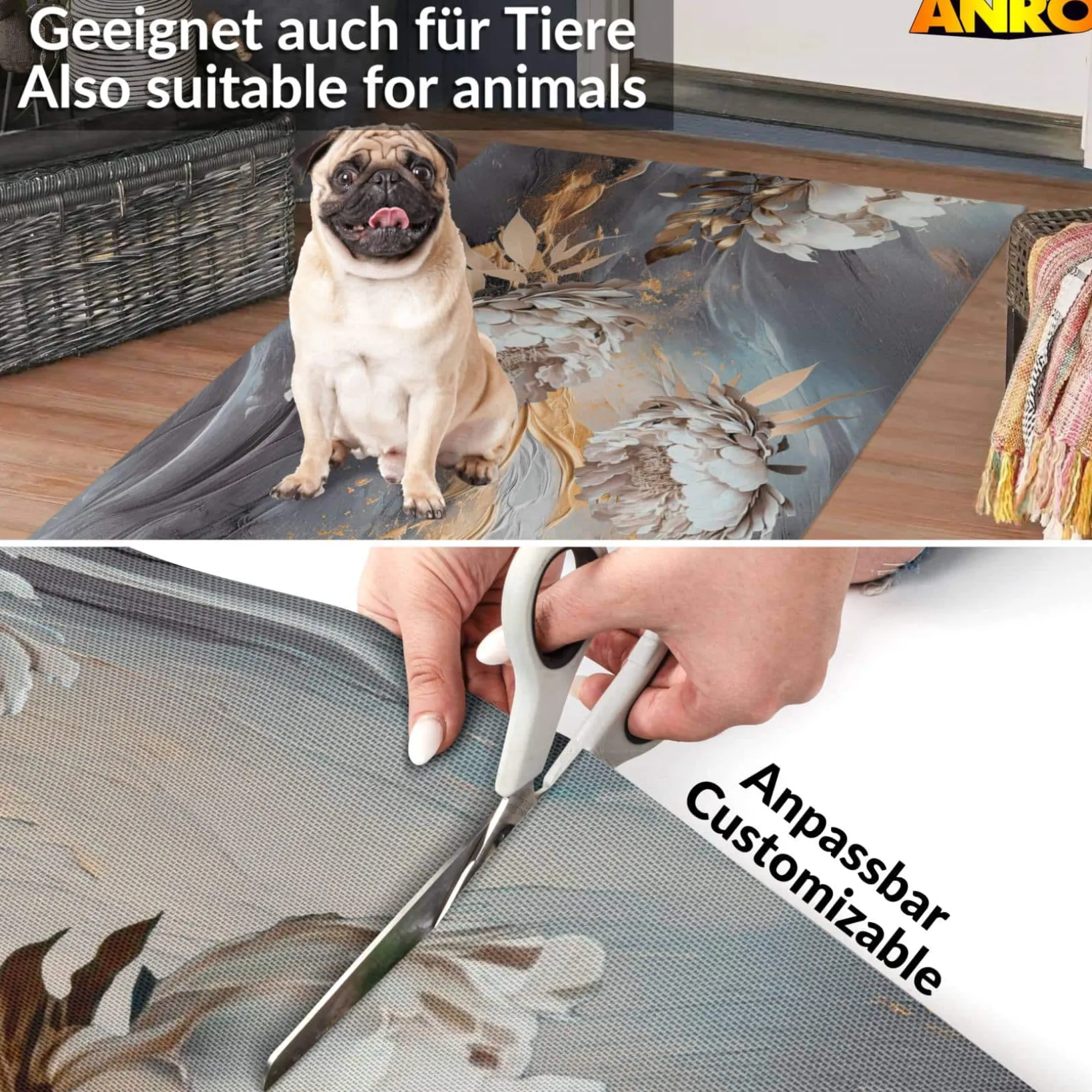 Küchenläufer abwaschbar Küchenteppich rutschfest Teppichläufer Läufer Flur pflegeleicht Elysium 52cm Breite