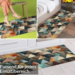 Küchenläufer abwaschbar Küchenteppich rutschfest Teppichläufer Läufer Flur pflegeleicht Triangulum 52cm Breite