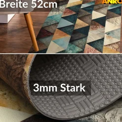 Küchenläufer abwaschbar Küchenteppich rutschfest Teppichläufer Läufer Flur pflegeleicht Triangulum 52cm Breite