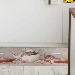 Küchenläufer abwaschbar Küchenteppich rutschfest Teppichläufer Läufer Flur pflegeleicht kleine Matrosen 52cm Breite