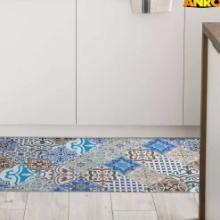 Küchenläufer abwaschbar Küchenteppich rutschfest Teppichläufer Läufer Flur pflegeleicht Porto Azul 52cm Breite