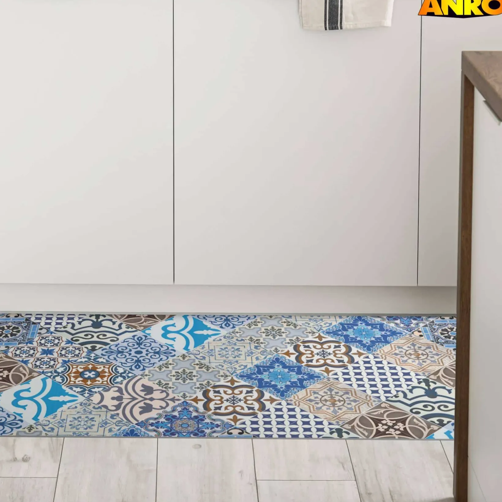 Küchenläufer abwaschbar Küchenteppich rutschfest Teppichläufer Läufer Flur pflegeleicht Porto Azul 52cm Breite