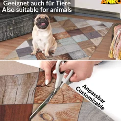 Küchenläufer abwaschbar Küchenteppich rutschfest Teppichläufer Läufer Flur pflegeleicht Holz Patchwork 52cm Breite