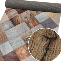 Küchenläufer abwaschbar Küchenteppich rutschfest Teppichläufer Läufer Flur pflegeleicht Holz Patchwork 52cm Breite