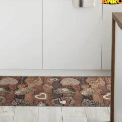 Küchenläufer abwaschbar Küchenteppich rutschfest Teppichläufer Läufer Flur pflegeleicht Holz Liebe 52cm Breite