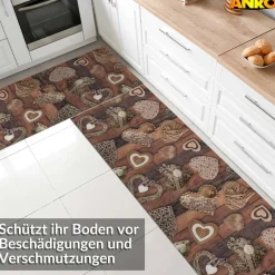 Küchenläufer abwaschbar Küchenteppich rutschfest Teppichläufer Läufer Flur pflegeleicht Holz Liebe 52cm Breite