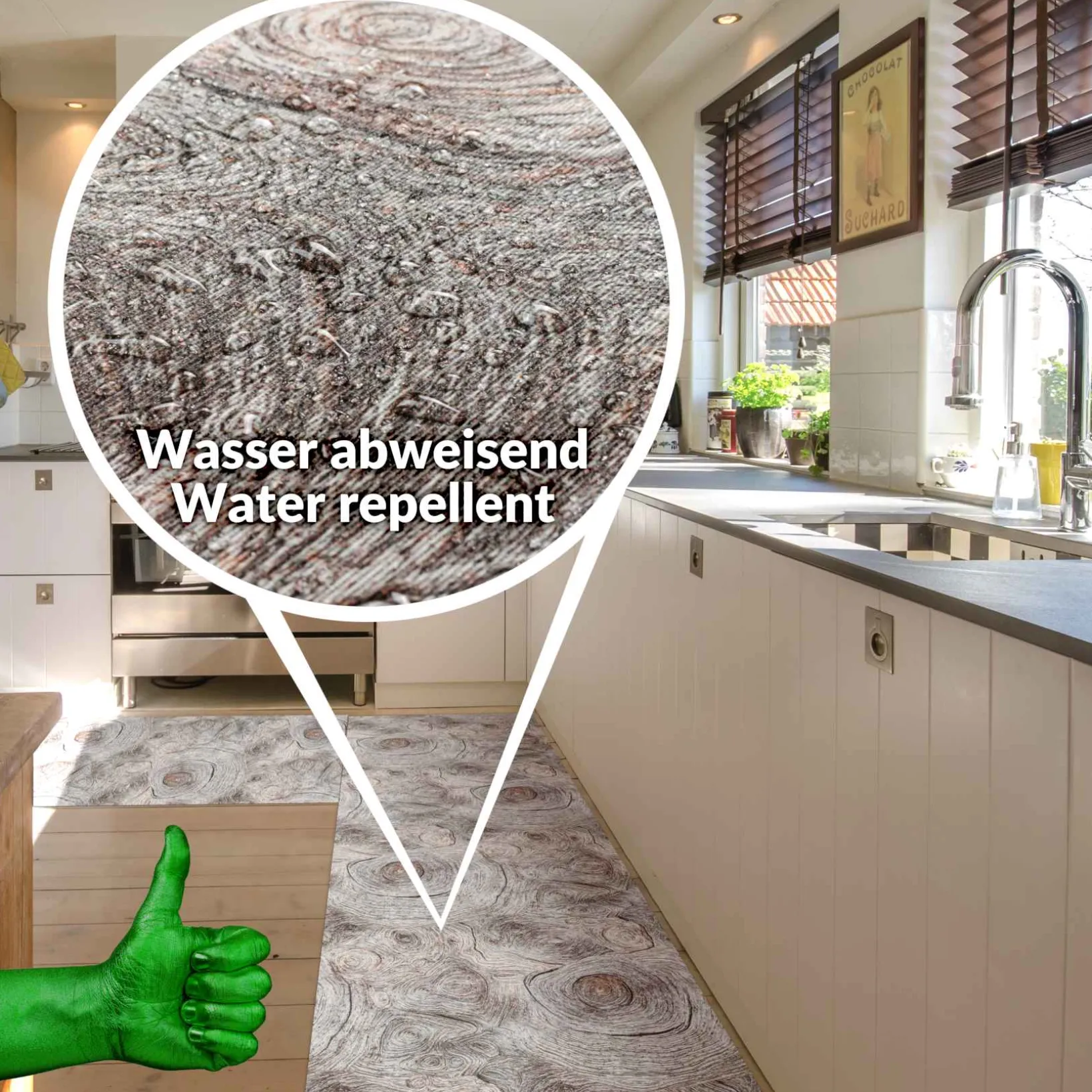 Küchenläufer Holzoptik Küchenteppich rutschfest Meterware