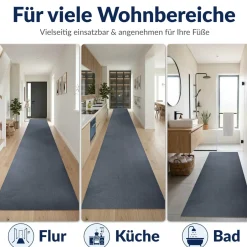 Küchenläufer Küchenteppich abwaschbar Anthrazit Mikrofaser