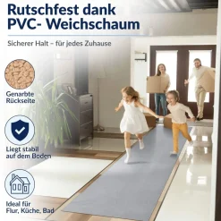 Küchenläufer Küchenteppich abwaschbar Grau Mikrofaser