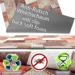 Küchenläufer Küchenteppich abwaschbar Flur Teppich Läufer Backsteinoptik Breite 65cm