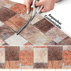 Küchenläufer Küchenteppich abwaschbar Flur Teppich Läufer Backsteinoptik Breite 65cm