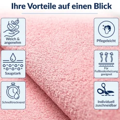 Küchenläufer Küchenteppich abwaschbar Rosa Mikrofaser