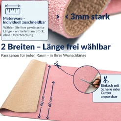 Küchenläufer Küchenteppich abwaschbar Rosa Mikrofaser