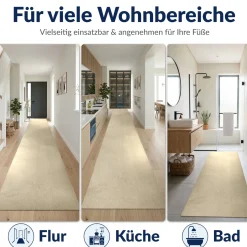 Küchenläufer Küchenteppich abwaschbar Beige Mikrofaser