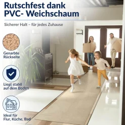 Küchenläufer Küchenteppich abwaschbar Beige Mikrofaser