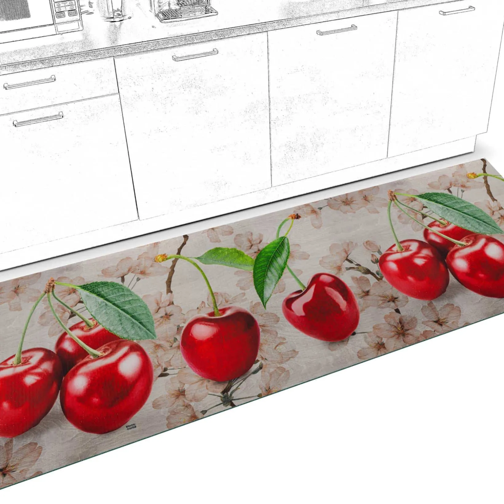 Küchenläufer Küchenteppich Läufer Flur Teppichläufer Sprinty Kirschen 52cm Breite