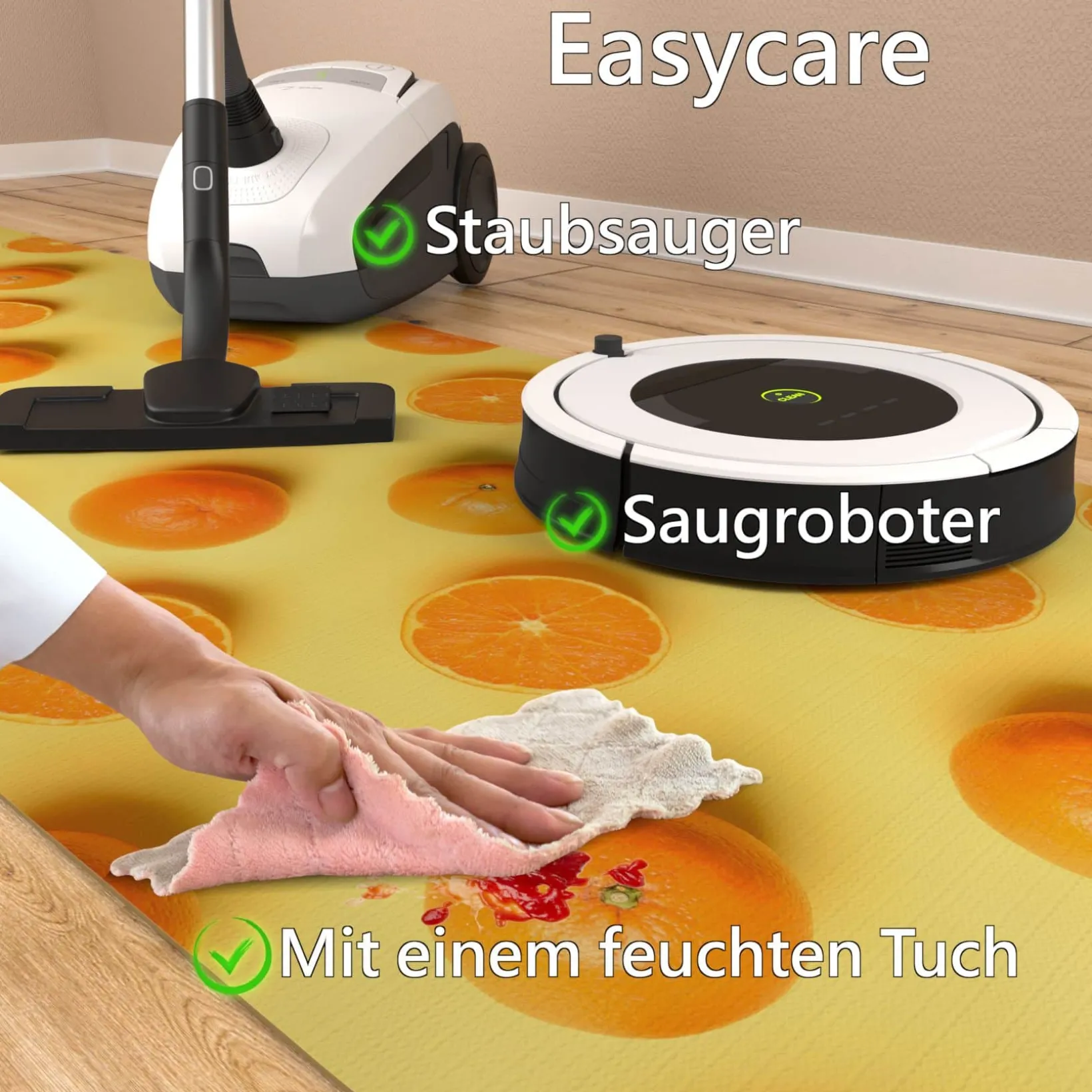 Küchenläufer Küchenteppich Läufer Flur Teppichläufer rutschfest Orangen