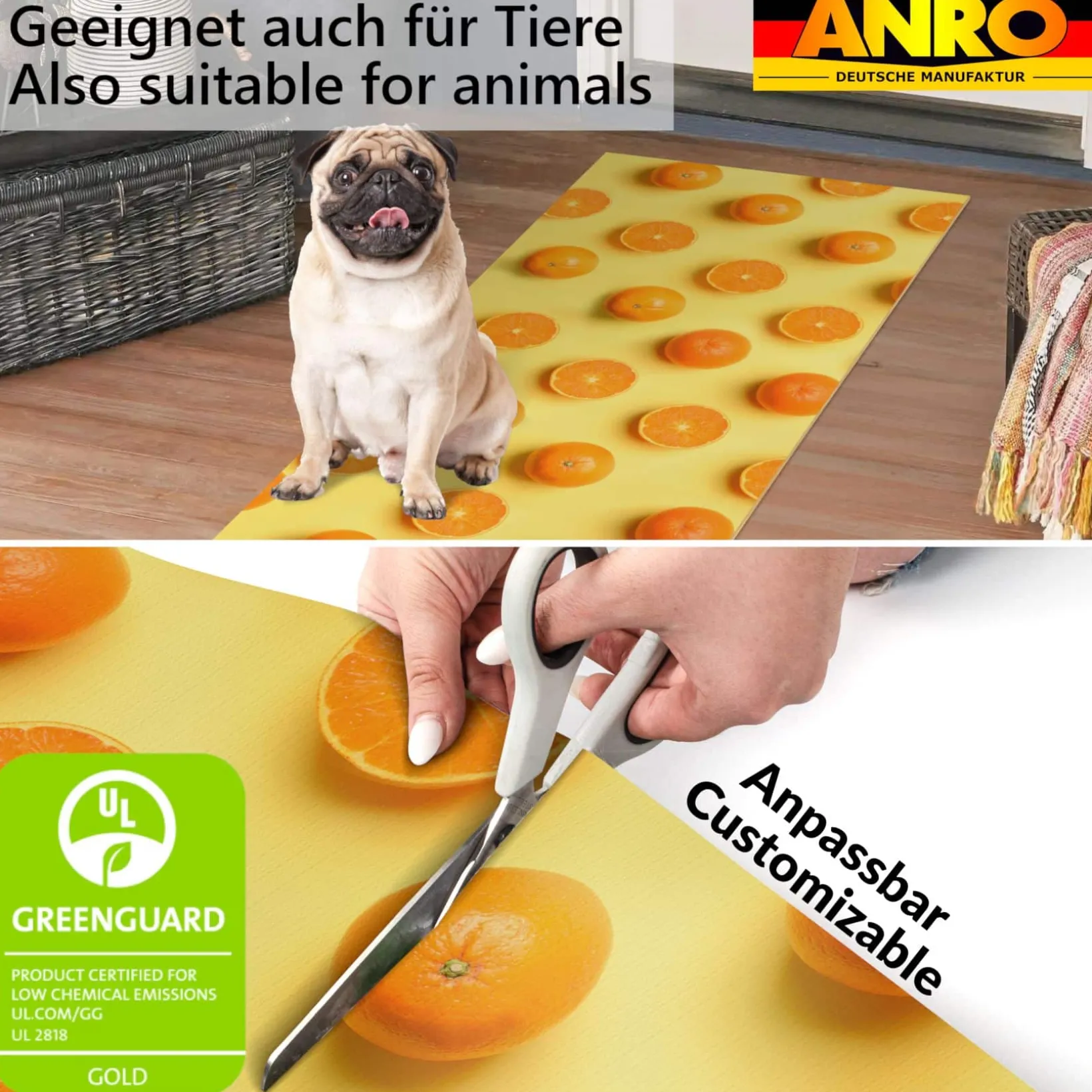 Küchenläufer Küchenteppich Läufer Flur Teppichläufer rutschfest Orangen